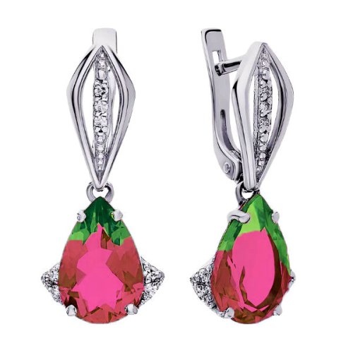 Серебряные cерьги висячие с кварцем