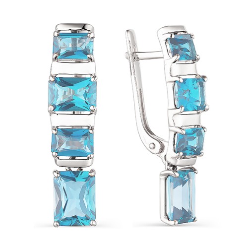 Серебряные cерьги висячие с топазом