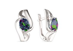 Серебряные cерьги классические с кварцем