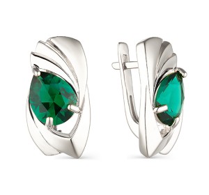 Серебряные cерьги классические с турмалином