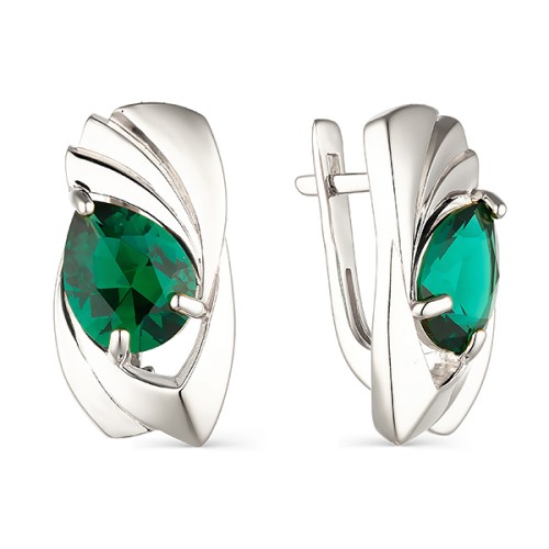 Серебряные cерьги классические с турмалином