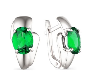 Серебряные cерьги классические с хризопразом