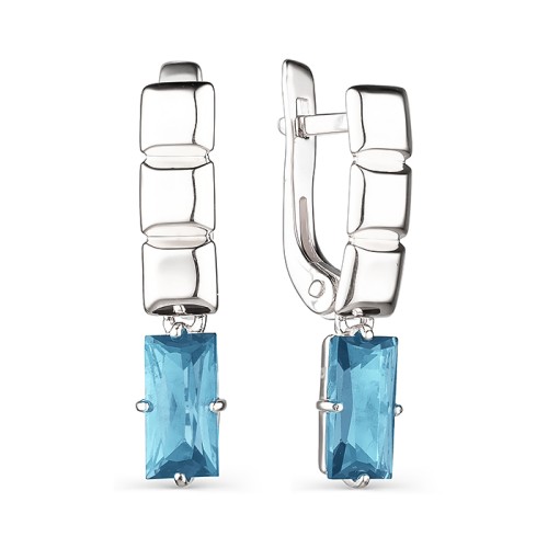 Серебряные cерьги висячие с ситаллом