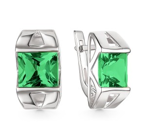 Серебряные cерьги с изумрудом