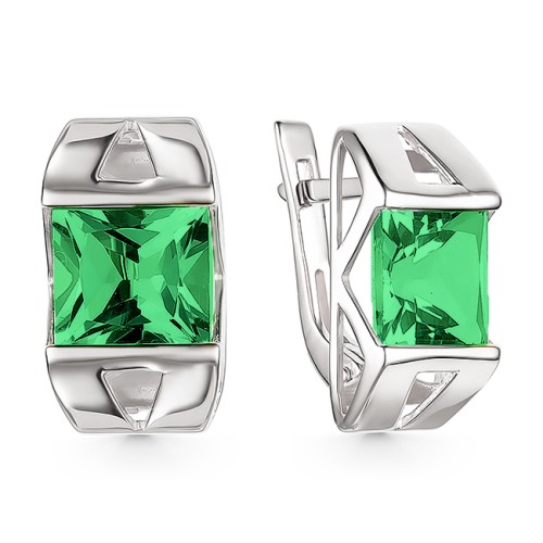 Серебряные cерьги с изумрудом