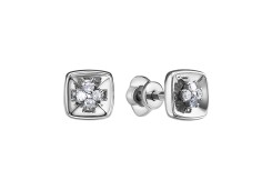 Серьги пусеты (гвоздики) из белого золота с бриллиантом