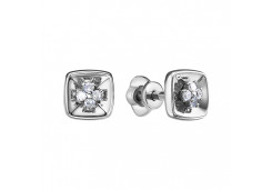 Серьги пусеты (гвоздики) из белого золота с бриллиантом