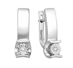 Серьги из белого золота с бриллиантом