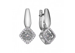 Серьги классические из белого золота с бриллиантом