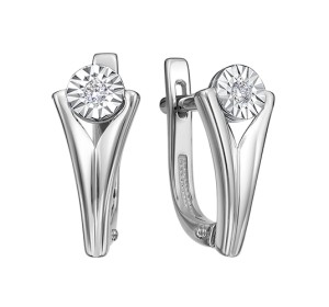 Серьги из белого золота с бриллиантом