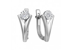 Серьги из белого золота с бриллиантом