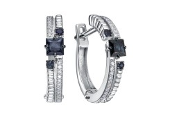 Серьги классические из белого золота с сапфиром