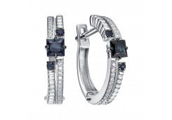 Серьги классические из белого золота с сапфиром
