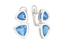 Серьги классические из белого золота с топазом