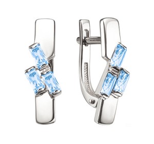 Серьги классические из белого золота с топазом