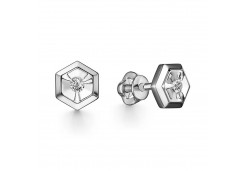 Серьги пусеты (гвоздики) из белого золота с бриллиантом