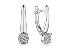 Серьги классические из белого золота с бриллиантом