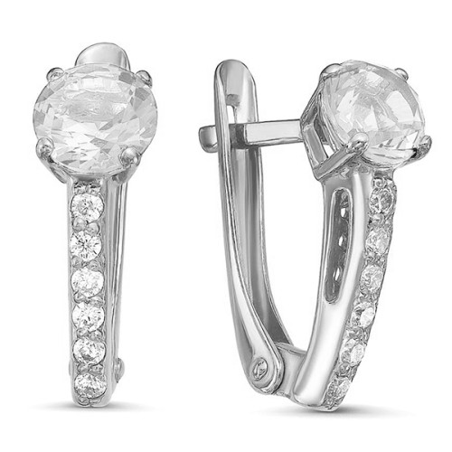 Серебряные cерьги с фианитом