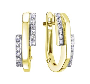 Серьги из желтого золота с бриллиантом