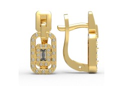 Серьги классические из желтого золота с бриллиантом