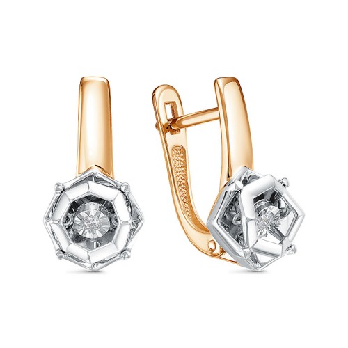 Золотые cерьги с бриллиантом