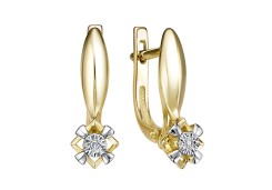 Серьги из желтого золота с бриллиантом