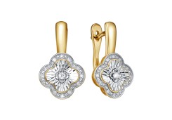 Серьги классические из желтого золота с бриллиантом