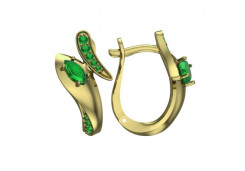 Серьги классические из желтого золота с изумрудом
