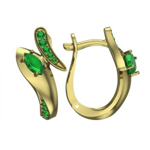 Серьги классические из желтого золота с изумрудом