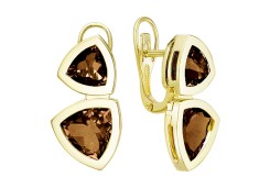 Серьги из желтого золота с раух-топазом