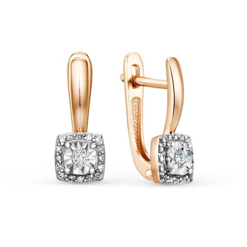 Золотые cерьги классические с бриллиантом