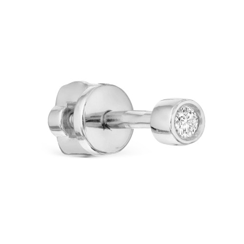 Серьга пусет (гвоздик) из белого золота с бриллиантом