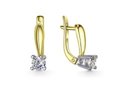 Серьги из желтого золота с фианитом