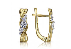 Серьги из желтого золота с фианитом