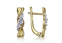 Серьги из желтого золота с фианитом