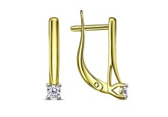 Серьги из желтого золота с фианитом
