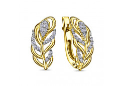 Серьги классические из желтого золота с фианитом