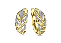 Серьги классические из желтого золота с фианитом