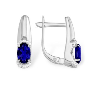 Серьги из белого золота с сапфиром