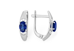 Серьги из белого золота с сапфиром