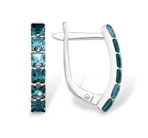 Серьги из белого золота с лондон топазом