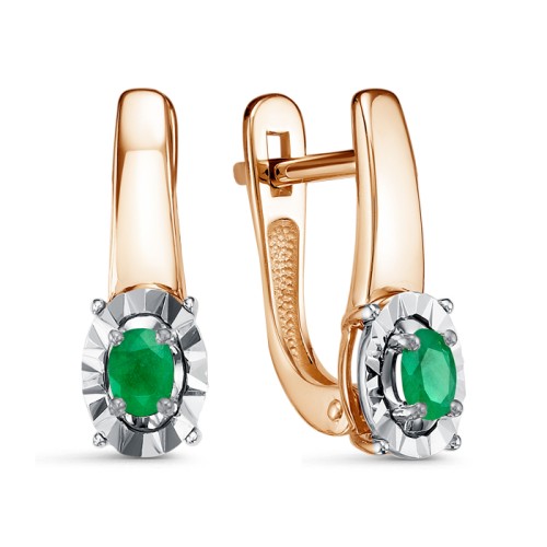 Золотые cерьги с изумрудом