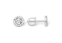 Серьги пусеты (гвоздики) из белого золота с бриллиантом