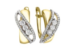 Серьги классические из желтого золота с фианитом