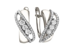 Серьги классические из белого золота с фианитом