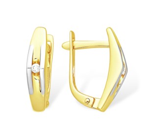 Серьги из желтого золота с бриллиантом