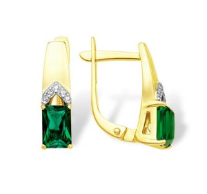 Серьги из желтого золота с изумрудом