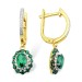 Серьги висячие из желтого золота с изумрудом