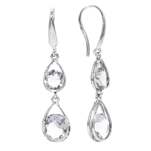 Серебряные cерьги висячие с фианитом