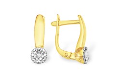 Серьги классические из желтого золота с бриллиантом